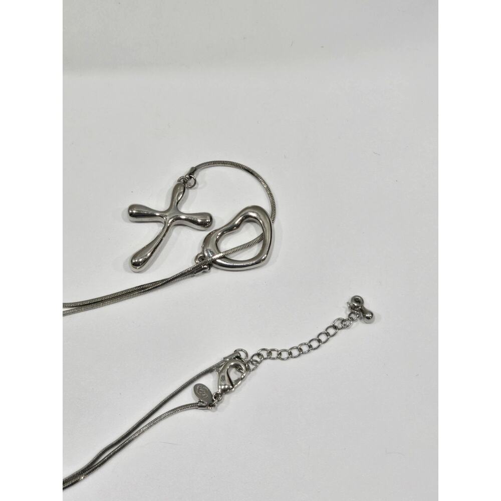 Token Of Love Heart Cross Intertwined Silver Chain Necklace Christian Agape - Picture 8 of 13